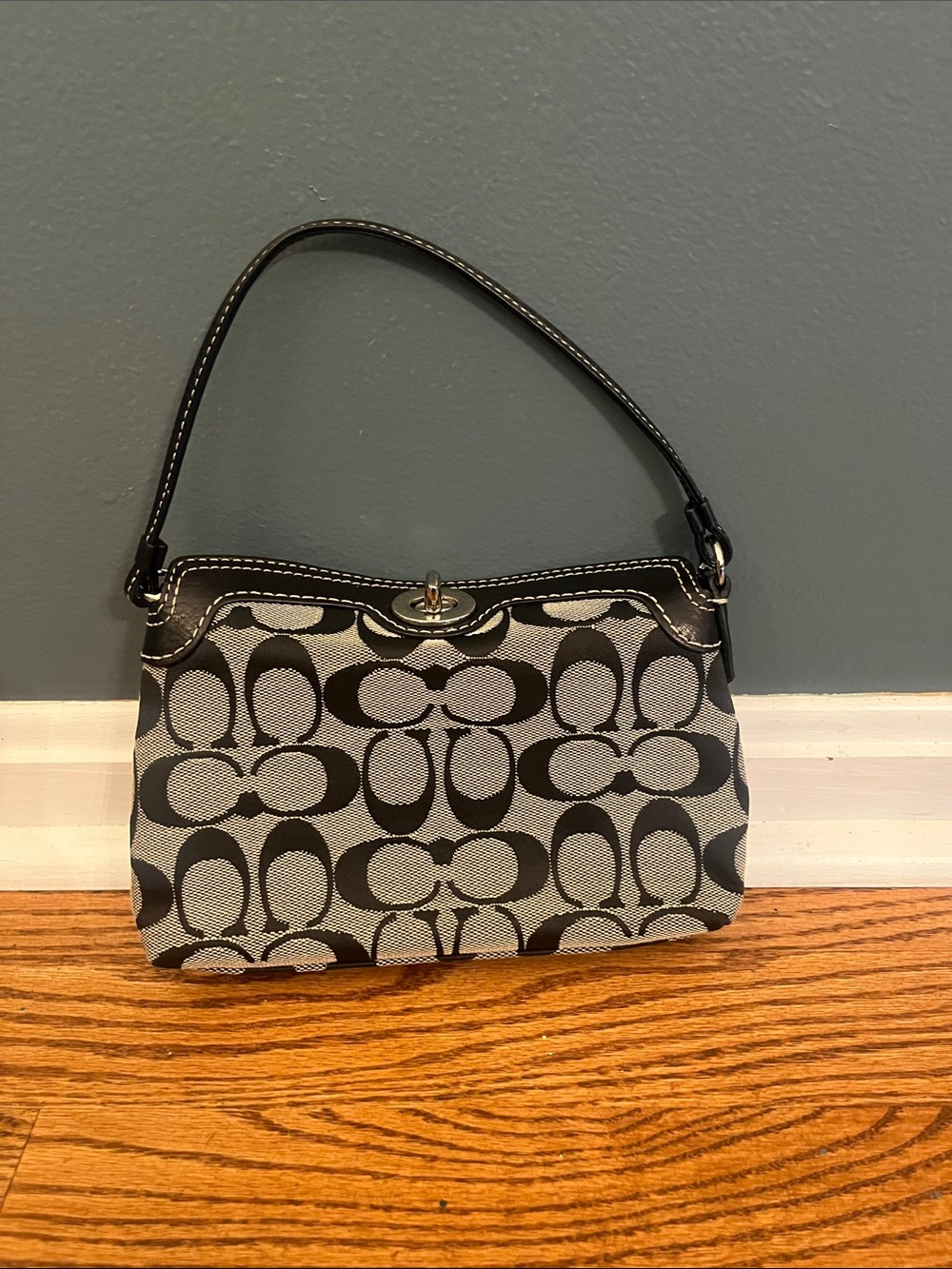 Coach Y2K Gray Signature C Turnlock Mini Hobo Bag/wristlet